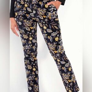 Counterparts super-stretch floral-print pull-on ankle pants size L